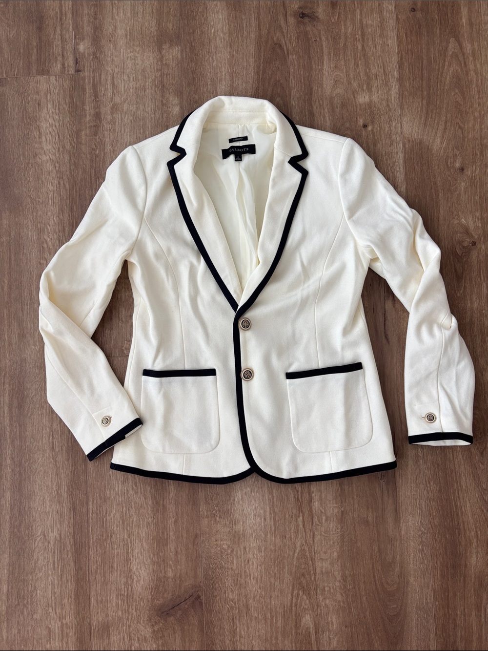 White Contrast-Trim Blazer Jacket Talbots size 2